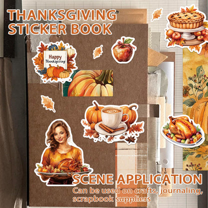 Bomichi Thanksgiving Sticker Book, 44 Sheets 274 Pcs Journaling Scrapbooking Stickers for Journaling Scrapbooking Bullet Journals Planners Letter Card Making Collage Art Crafts Water Bottle