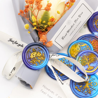 SWANGSA Galaxy Universe Wax Seal Stamp Set, Vintage 6 Pcs Sealing Wax Stamp Heads and 1 Wooden Handle for Christmas,Wedding Party Invitations, Letters, Envelopes