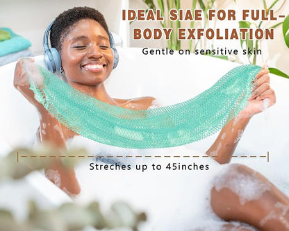 2 Pack African Net Sponge Exfoliating Body Scrubber Bath Sponge for Daily Use (Light Purple +Seafoam)