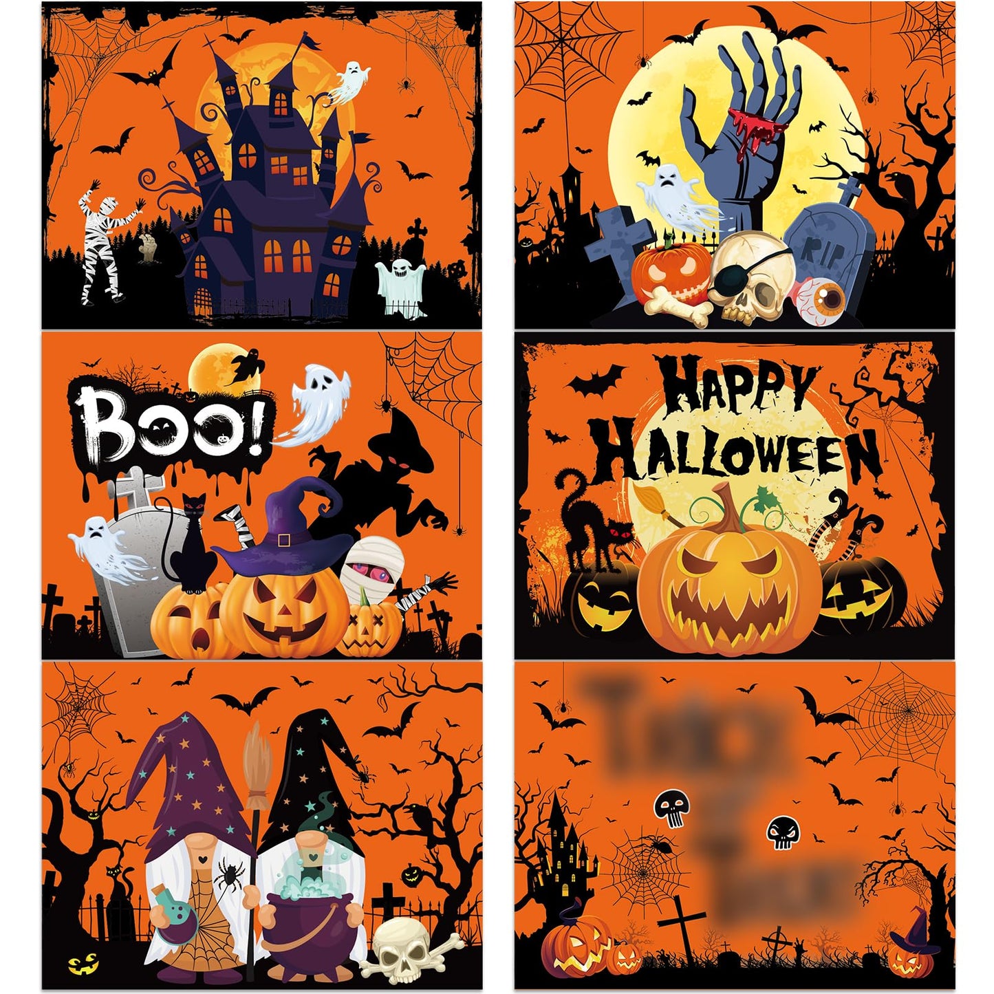 Halloween Plastic Placemats Set of 6 Table Mats Kitchen Decor Wipe Clean Washable Orange Halloween Place Mats for Indoor Outdoor Heat Resistant Kitchen Dining Table