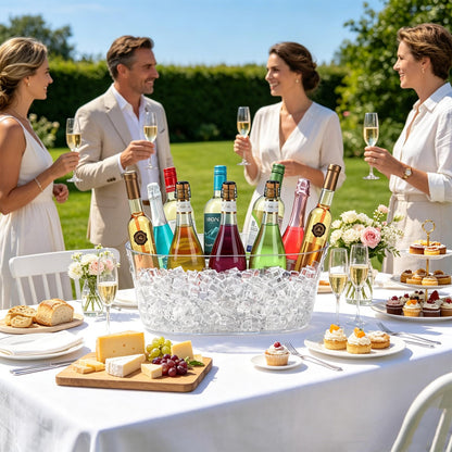 Ice Buckets for Parties 2 Packs, 15L Large Ice Bucket with 2 Scoops, Clear Acrylic Plastic Tub for Home Office Fridge Storage, Supplies for Champagne, Beer, Cocktail on Mimosa Bar Drinks and Parties