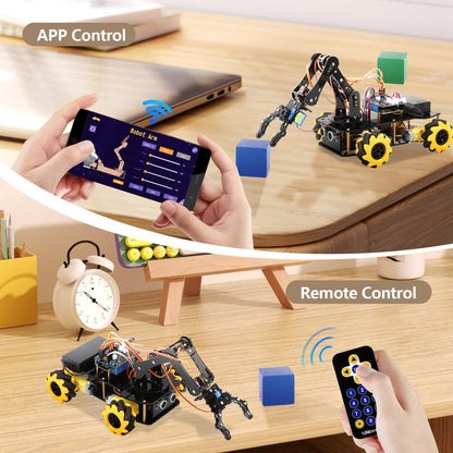 Robotics for Kids Ages 8-12, ACEBOTT Smart Robot Arm Car Kit with 5DOF, STEM Toys for Boys Age 8-12 12-16+, ESP32 Arduino/Python/Blockly Coding, App & Remote Control, STEM DIY Gift for Teens & Adults
