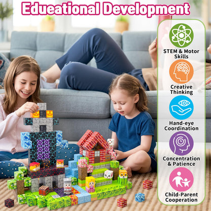 MUUHU 300PCS Magnetic Blocks - 0.8" Magnetic Building Blocks Toys for Kids Magnet Blocks Cubes Games Stem Building Toys Christmas Birthday Gifts Toys for Boys Girls 3 4 5 6 7 8 9 10 Years Old