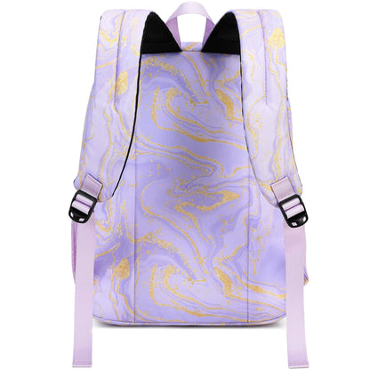 abshoo Classical Basic Marble Womens School Backpack For College Teen Girls Water Resistant Bookbag (Marble Purple)
