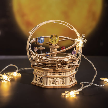 ROBOTIME 3D Puzzles for Adults Model Kits for Adults Hobbies for Men/Women Rotating Starry Night Wooden Puzzle Music Box AMK51