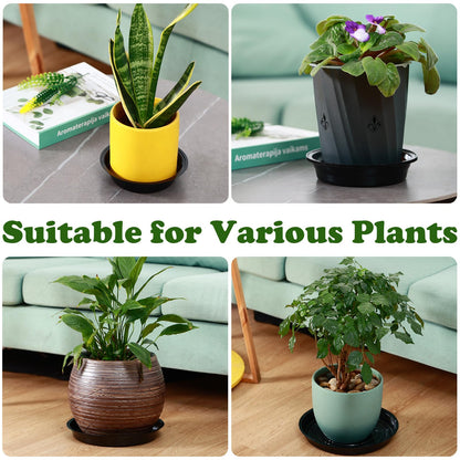 30 Packs 8 Inches Small Plant Saucers for Indoor Outdoor Use Heavy Duty Plastic Plant Plate Dish for Planter Bulk Round Flower Pot Drip Trays to Catch Water 4 to 20 Inch, Black