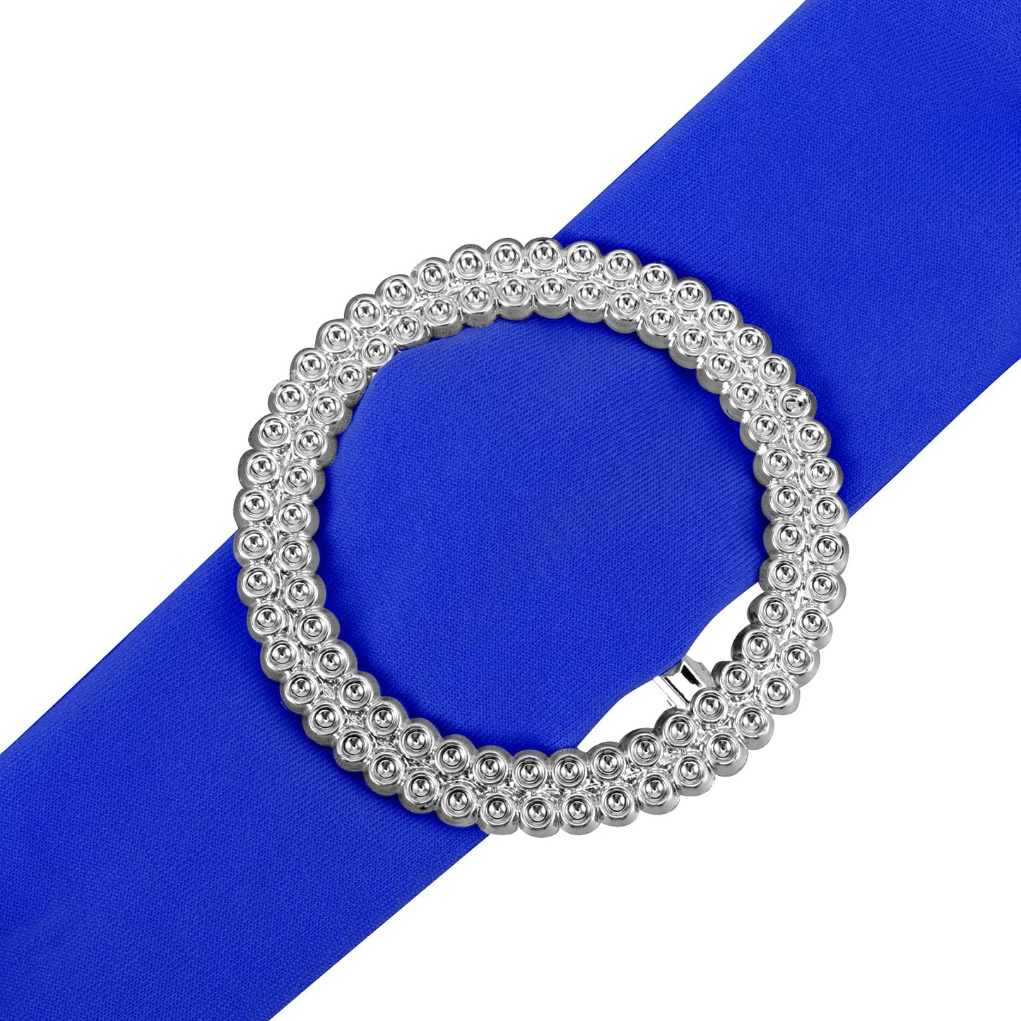 JOIKIT 250 PCS 60mm Silver Round Rhinestone Ribbon Buckle, 2.36 Inch Acrylic Chair Sash Buckles Slider for Wedding Banquet Party Decoration