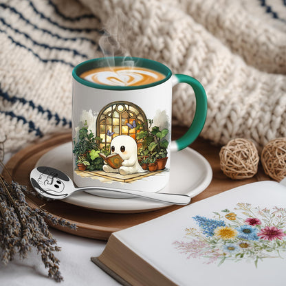 Hyturtle Cute Ghost Reading Mug Gifts for Readers on Birthday, Halloween