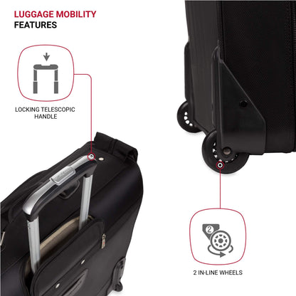 SwissGear 7895 Premium Rolling Garment Bag, Bonus Hanging Feature, Men's and Women's, 24-Inch Luggage - Black