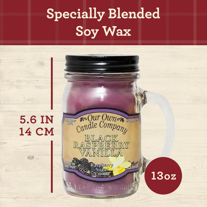 Our Own Candle Company Black Raspberry Vanilla Scented Mason Jar Candle, 100 Hour Burn Time, 13 Ounces