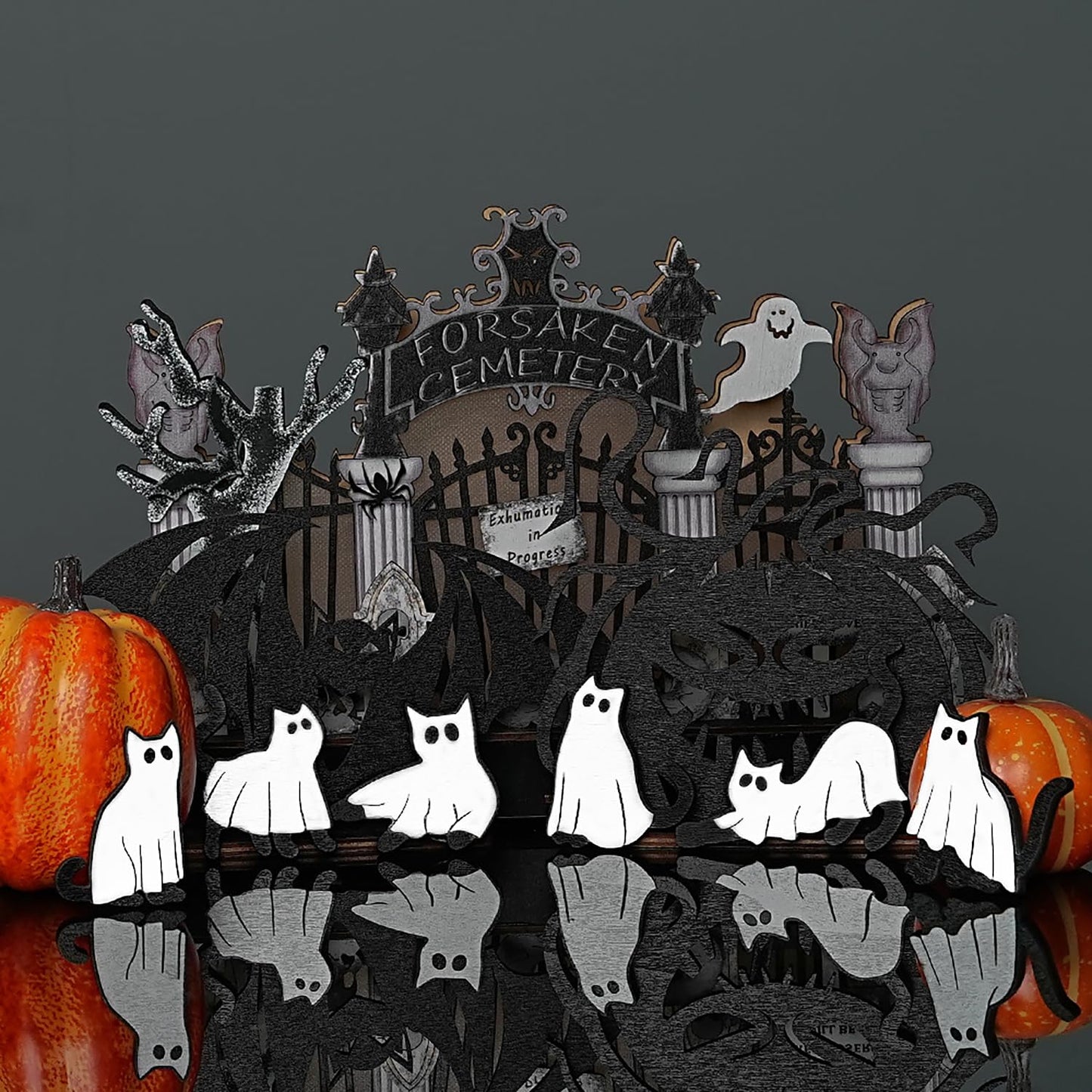 Halloween Ghost Refrigerator Magnets Cute Cat Ghost Magnet Stickers Wood Halloween Picture Frame Magnets for Fridge Fridge Magnetic Decals for Party Decor