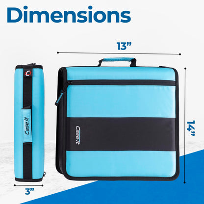 Case-it Classic Zipper Binder | 2-Inch O-Rings, 350 Sheet Capacity, Multiple Storage Pockets & Shoulder Strap | School & Office Organizer | D-251 Teal