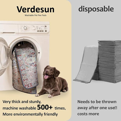 Washable Pee Pads for Dogs, Reusable Puppy Potty Training Pads, Ultra-Absorbent Thick Waterproof Leak-Proof Non-Slip Pads & Mat for Crate, Playpen, Floor, Whelping & Housebreaking , 2 Pack 36"x72"