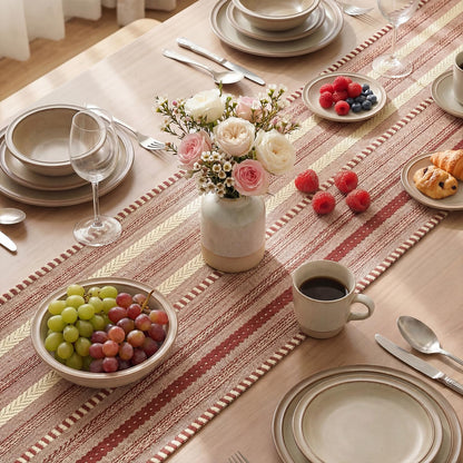 Artoid Mode Red Farmhouse Woven Table Runner, Seasonal Holiday Rustic Kitchen Dining Table Decoration for Home Party Decor 12x72 Inch