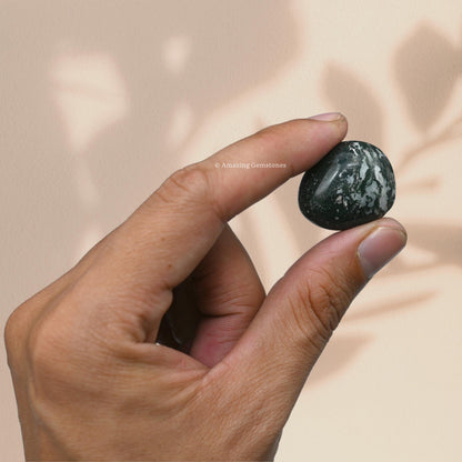 Amazing Gemstone Moss Agate Crystals and Healing Stones Tumbled - 1 oz Moss Agate Stones, Healing Stones for Energy Balance, Stress Relief - Premium Polished Gems Rocks for Meditation & Wellness
