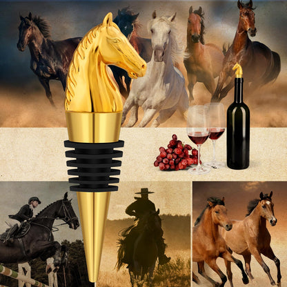 LULLEA Horse Head Wine Stopper, Gold, Horse Gifts for Men & Women, Bottle Stopper for Wine & Champagne