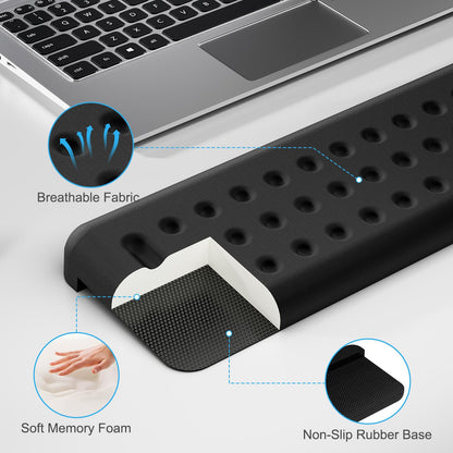 Leolee L-Shaped Desk Long Wrist Rest Elbow 60CM, Black Memory Foam Arm Rest for Desk with Non-Slip Base, Ergonomic Desk Edge Cushion, Wrist Support for Computer Keyboard, Typing, Office, Home