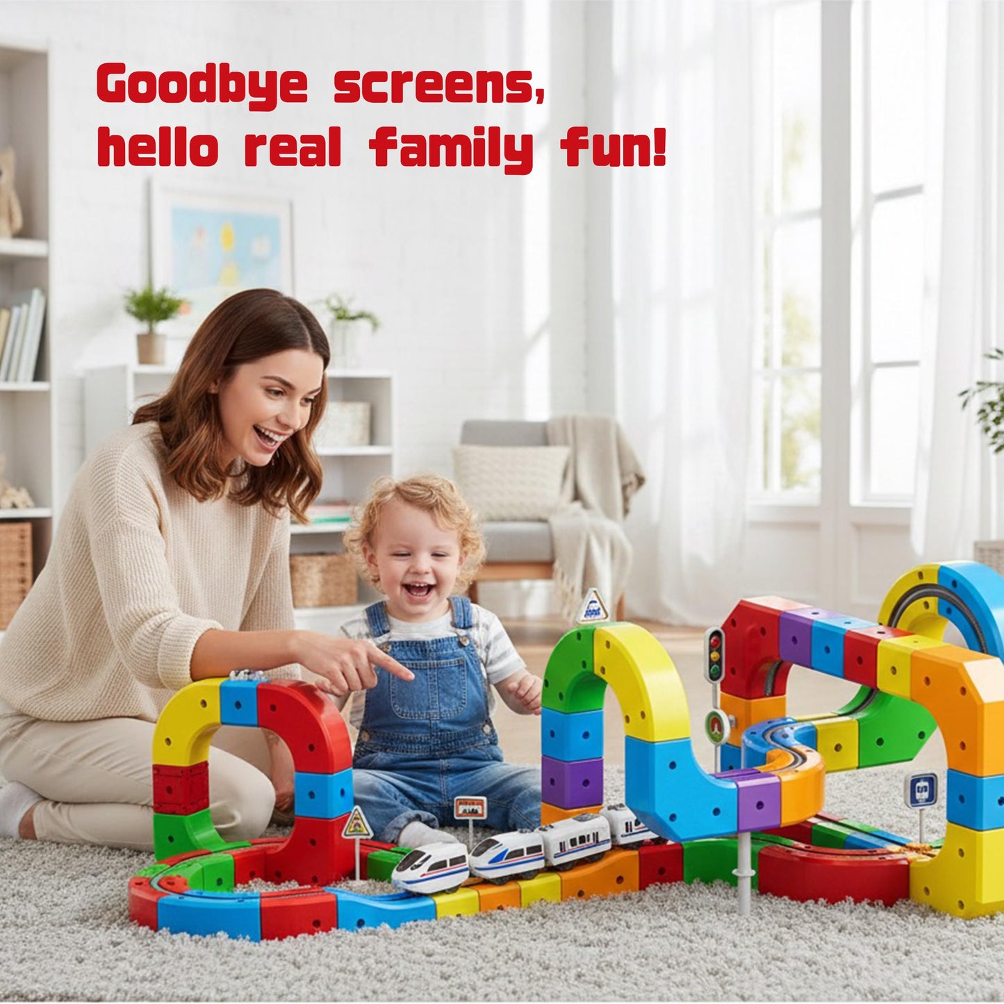 Electric Train Set for Kids Ages 3-8 - Modular 3D Flexible Race Track Building Toy with Gravity-Defying 360° Movement, STEM Learning Fun Gift(84 pcs Value Set)