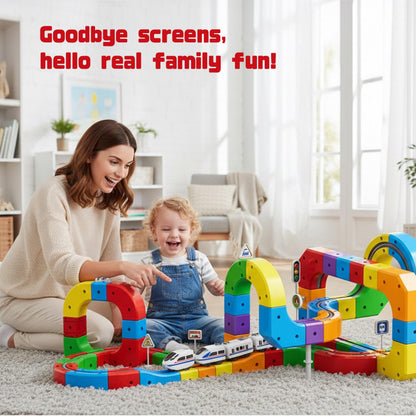 Electric Train Set for Kids Ages 3-8 - Modular 3D Flexible Race Track Building Toy with Gravity-Defying 360° Movement, STEM Learning Fun Gift(84 pcs Value Set)