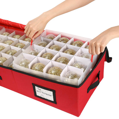 Sattiyrch Christmas Ornament Storage Box,Box Contributes Slots for 96 Holiday Ornaments 3-Inch Underbed Storage