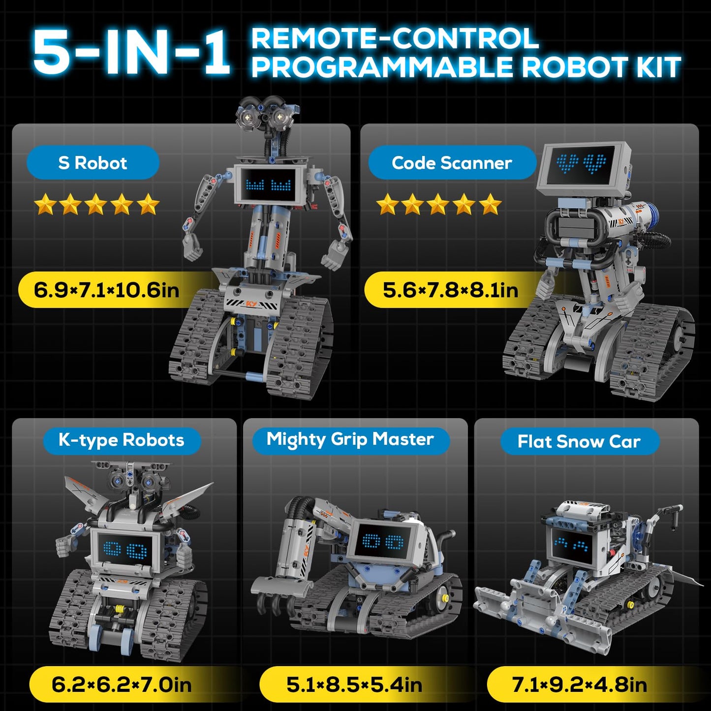 Ansnibe Robot Building Kit with APP/Remote Control STEM Gifts for Boys Age 8-16,Technic Coding Robotic Toys for Kids Birthday, Buildable 5in1 Models with 352+ Pieces