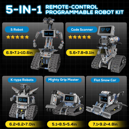 Ansnibe Robot Building Kit with APP/Remote Control STEM Gifts for Boys Age 8-16,Technic Coding Robotic Toys for Kids Birthday, Buildable 5in1 Models with 352+ Pieces