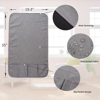 Waterproof Anti-Slip Sofa Armrest Organizer Armchair Caddy for Couch Remote Control Holder Sofa Armset Organizer with 6 Pockets Couch Armrest Storage for Book 35"x19.5" Grey 1 Pack