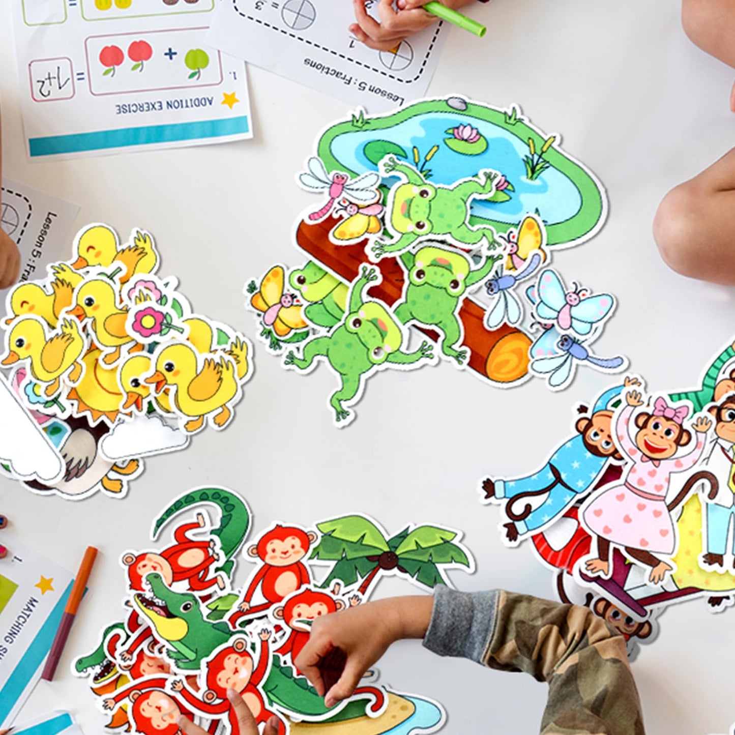 WovWeave 4 Set Felt Story Board Sets for Toddler Educational Storytelling Felt Book Board Stories for Preschool Learning Classroom Activity(Animals)