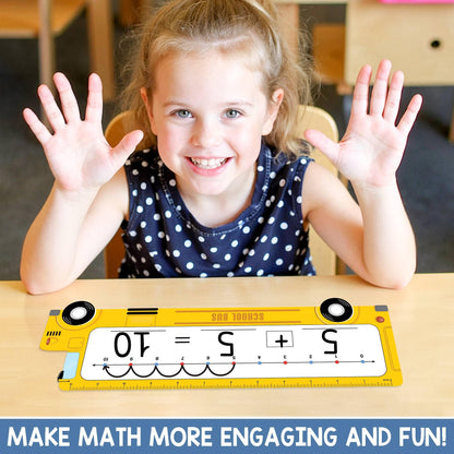 BrightenKidz 26-Pack School Bus Number Line Dry Erase Boards Cards, 14"x4", Double-Sided, 0-10 on One Side & 0-20 on Other Side, Math Manipulatives for Student, Education Classroom Must Haves