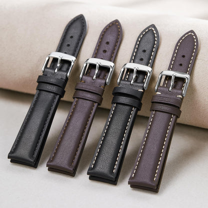 Afany Leather Watch Band 22mm for Men and Women, Quick Release Watch Strap, Black Replacement Watchband