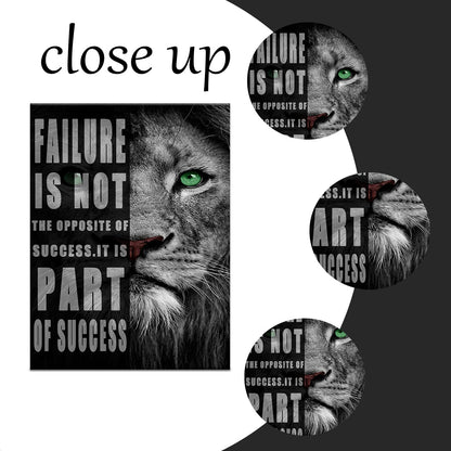 Motivational Wall Art Lion animal Canvas Poster Prints Success Inspirational Picture Entrepreneur Quote Home Office Bedroom Decor Wooden Framed Wall Decor Ready to Hang [18''W x 24''H]
