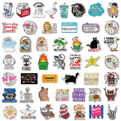 Xuhal 50 Pcs Funny Fridge Magnets Bulk Reusable Novel Expressions Cute Animal and Words Refrigerator Magnets for Adults Home Office Kitchen Decoration