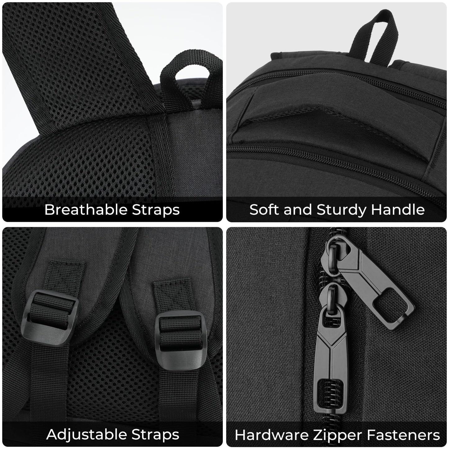 BIKROD Backpack for Men and Women, School Backpacks for Teen Boys Girls, Water Resistant Sturdy Anti Theft Travel Laptop Backpack, Black Student Bookbag Fits 15.6 Inch Laptop, Gifts