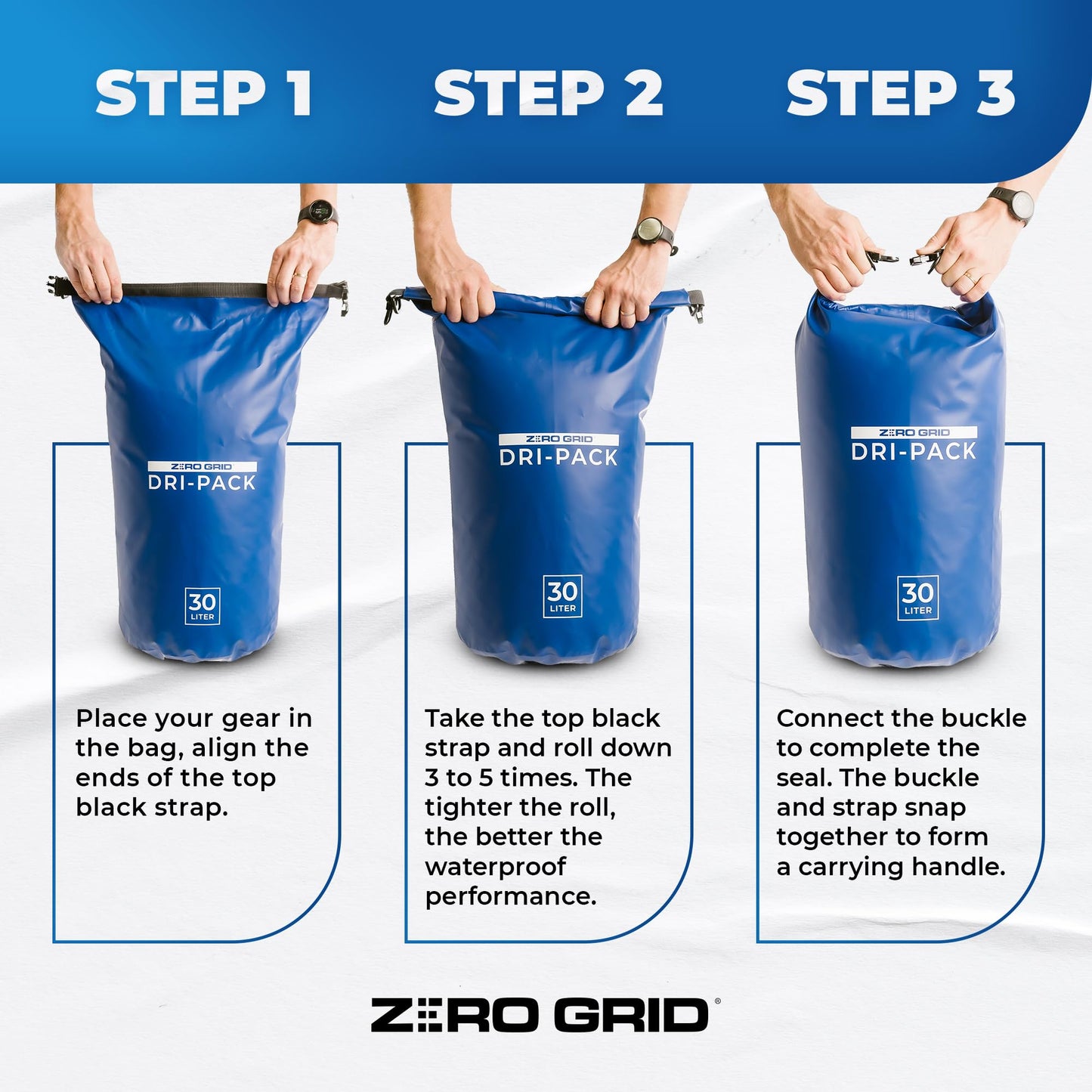 Zero Grid Dry Bag Perfect for Hiking, Camping, Canoeing Multi Sizes Waterproof Keep Goods Dry (10 Liter)