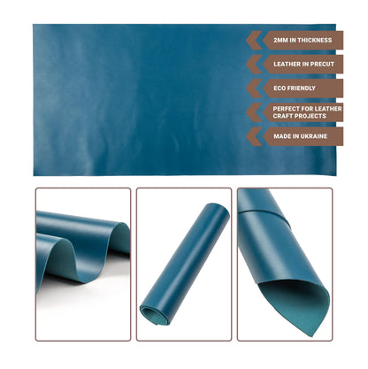 Shkira 12''X24'' Tooling Leather Square - 2.0MM Light Aqua Blue Sheets for Crafts - Leather Sheets for Crafts Tooling Sewing Hobby - Thick Cowhide Pieces - Fabric for Crafting