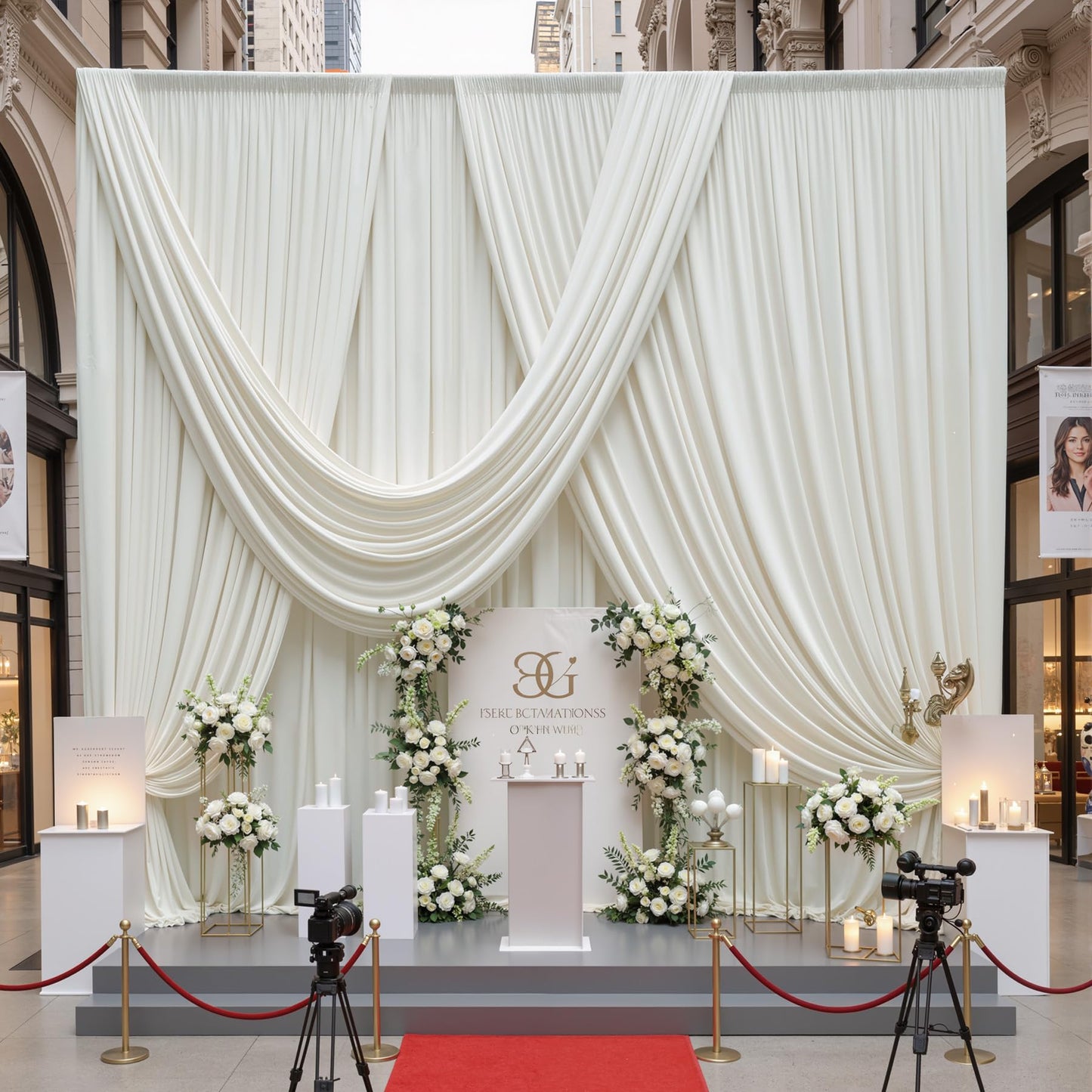 10x10ft Wrinkle Free Ivory Backdrop Curtains for Parties, 2 Panels 5x10ft Silky Polyester Photo Backdrop Drapes Back Drop Cloth Drapery for Wedding Birthday Photography Background