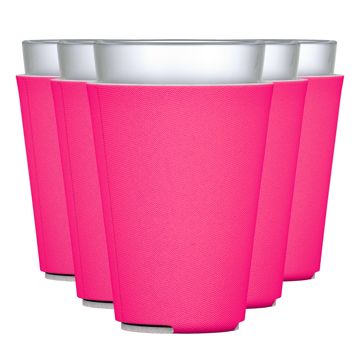 TahoeBay Blank Pint Glass Sleeves (6-Pack) 16 Ounce Insulating Foam Collapsible Beer Drinking Cup Holder (Hot Pink)