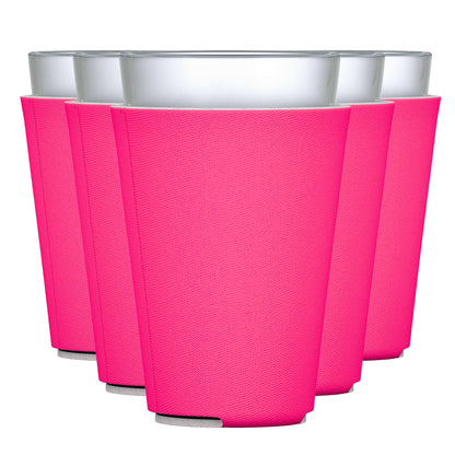 TahoeBay Blank Pint Glass Sleeves (6-Pack) 16 Ounce Insulating Foam Collapsible Beer Drinking Cup Holder (Hot Pink)