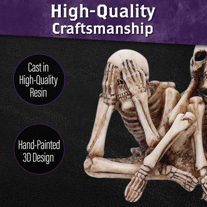 Nemesis Now Three Wise Corpse Figurines 7.3cm – Gothic Skeleton Home Decor, See Hear Speak No Evil, Hand Painted Resin Statue, Gifts for Collectors