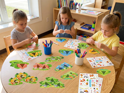 Moon Boat 30 Sets Camping Craft Sticker Kit - DIY Camp Bulk for Summer Classroom School VBS Activities Party Favor Supplies