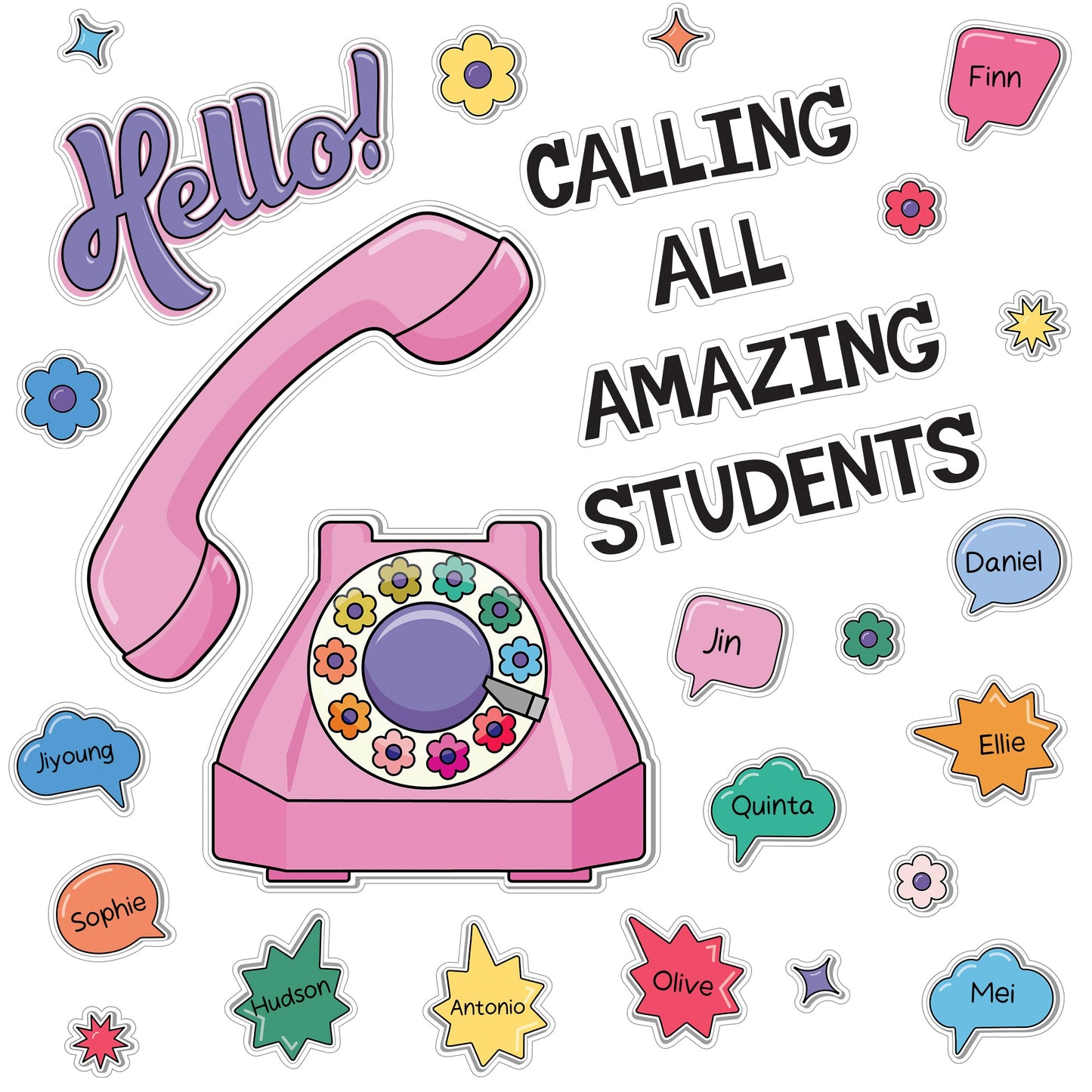 Carson Dellosa Retro Remix 71PC Welcome Bulletin Board Set, Inspirational Wall Art for Back to School Decorations, Chalkboard, and Classroom Decor, Groovy Teacher Supplies