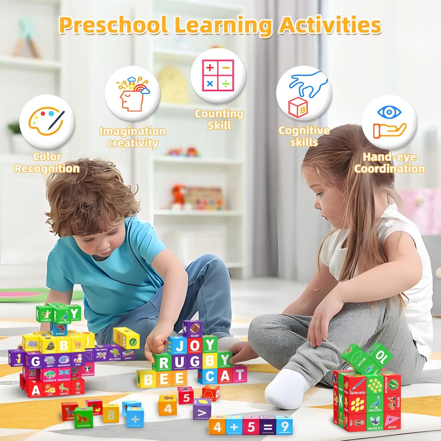Magnetic Blocks for Toddlers 1-3, 1.4 inch Large Building Blocks Number ABC Learning Toys for 1 2 3 4 5+ Year Old Boys Girls Educational Montessori Toys for Preschool Activities 36PCS STEM Magnet Cube