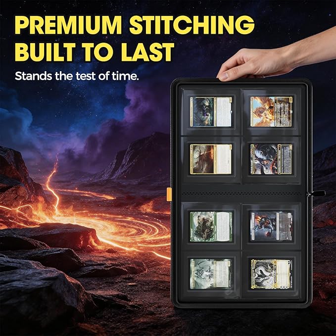 ProCase 4 Pocket Top Loader Binder, Holding 144 Cards in 3"x4" Toploaders, Side Loading Small Book Folder with Clear Window for Pokemon, Trading, Sports Cards Collection TCG, MTG -Navy