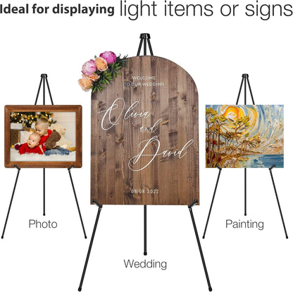 63" Display Easel Stand - 6Packs Art Easels for Wedding Sign Poster Stand Folding Floor Adjustable Metal Black Easel Instant Tripod Easel for Painting Wedding Welcome Sign Stand