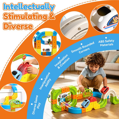 Electric Train Set for Kids Ages 3-8, 208Pcs 3D Flexible Race Track Toy, Gravity-Defying 360° Loop Building Set, STEM DIY Railroad Learning Toy Gift for Toddlers Boys Girls