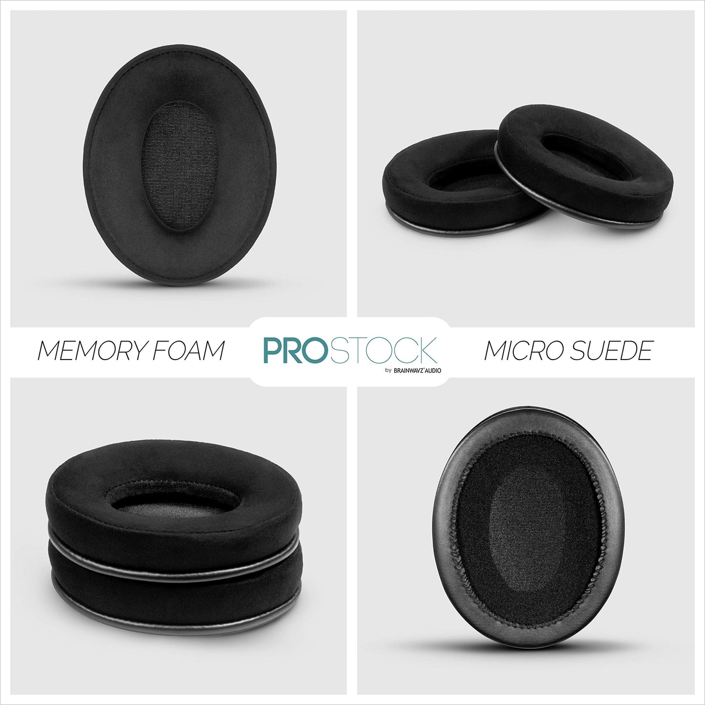 Brainwavz ProStock ATH M50X Upgraded Earpads, Improves Comfort & Style Without Changing The Sound - Ear Pad Designed for ATH-M50X M50BTX M20X M30X M40X Headphones, Vegan Leather (Micro Suede)