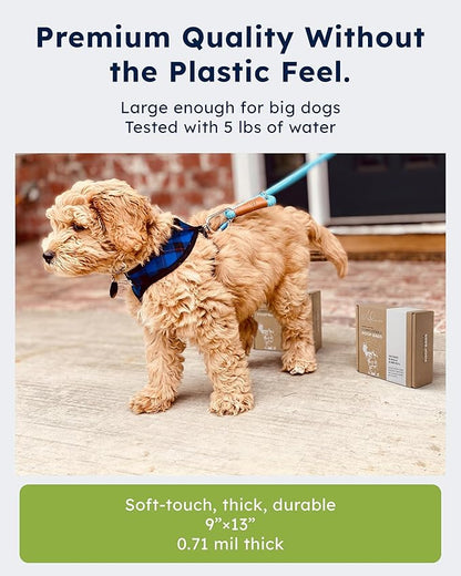 Wooflinen Unscented Compostable Dog Poop Bags – Leak-Proof Dog Poop Bags Rolls – Large 9x13”, Durable, Easy Tear – Made from Plant-Based Materials – For Big & Small Dogs – 240 Bags (16 Rolls)
