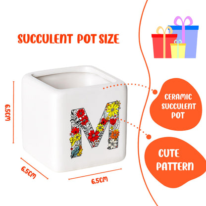 BJDAMAI Succulent Planter Flower Plant Pot Small, Gifts for Teen Girls Kids Birthday Gifts for 5 6 7 8 9 10 11 12 13 14 15 Year Old Girls (Letter M)