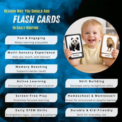 The Biblio Hub Animals Flashcards – Non-Tearable Synthetic Learning Cards for Toddlers, Preschool & Kindergarten, Double-Sided Set