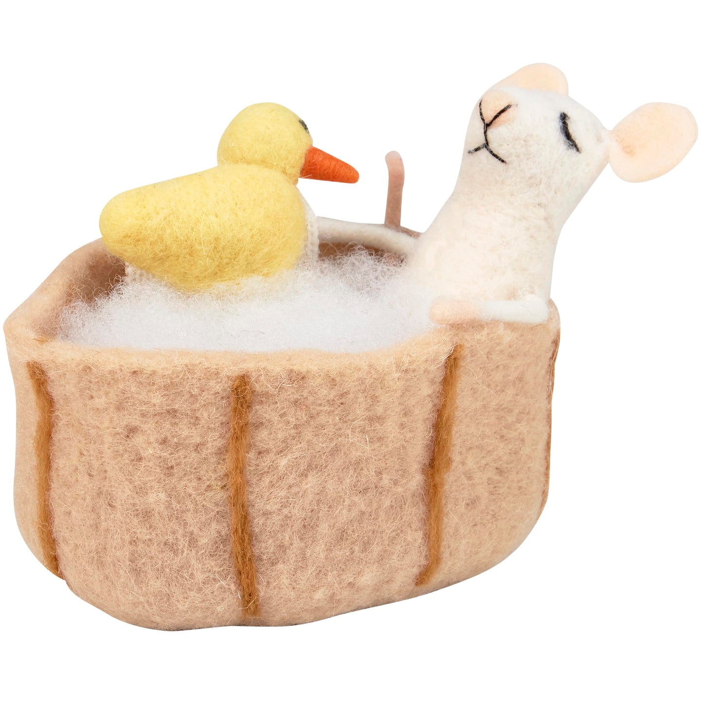 Primitives by Kathy Bathtub Mouse Collectible Felt Critter, 3.5-inch, Relaxing in Bathtub with Ducky, Coordinate with Our Other Bathroom Inspired Critters, Cute Everyday Home Accent or Gift